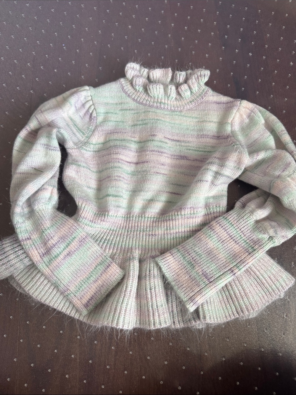 Janie and Jack Mint and Lavender Ruffle Turtleneck Sweater